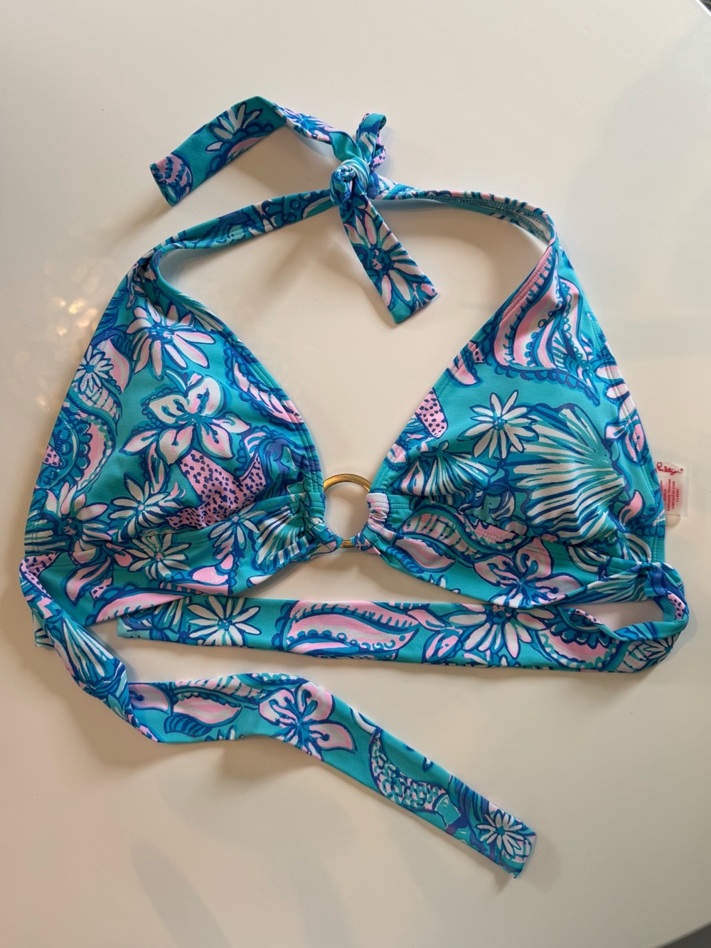 2 Lilly Pulitzer Triangle Bikini Tops sz 14 - Picture 5 of 7